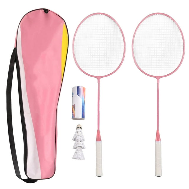 Juego de raquetas de bádminton K1134 de aleación de hierro dividido con bolsa de almacenamiento, color rosa