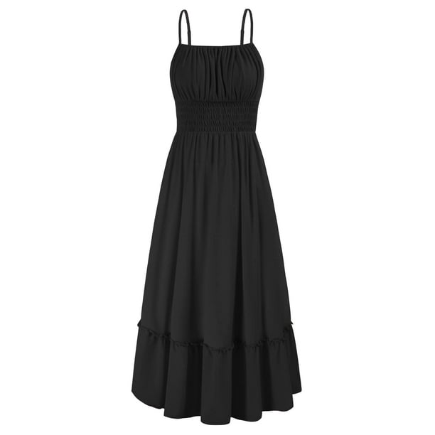 Vestido de playa de verano GRACE KARIN Maxi con tirantes finos fruncidos