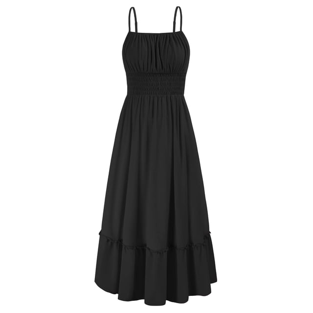Vestido de playa de verano GRACE KARIN Maxi con tirantes finos fruncidos