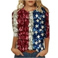 thumbnail image 2 of Gamivast Clothes Under $5.00 4th of July Outfits For Women,4th of July Shirts Women,American Flag 3/4 Sleeve Crew Neck T-Shirt Tunic Tops Blouses Wine L Account Purchase History, 2 of 5