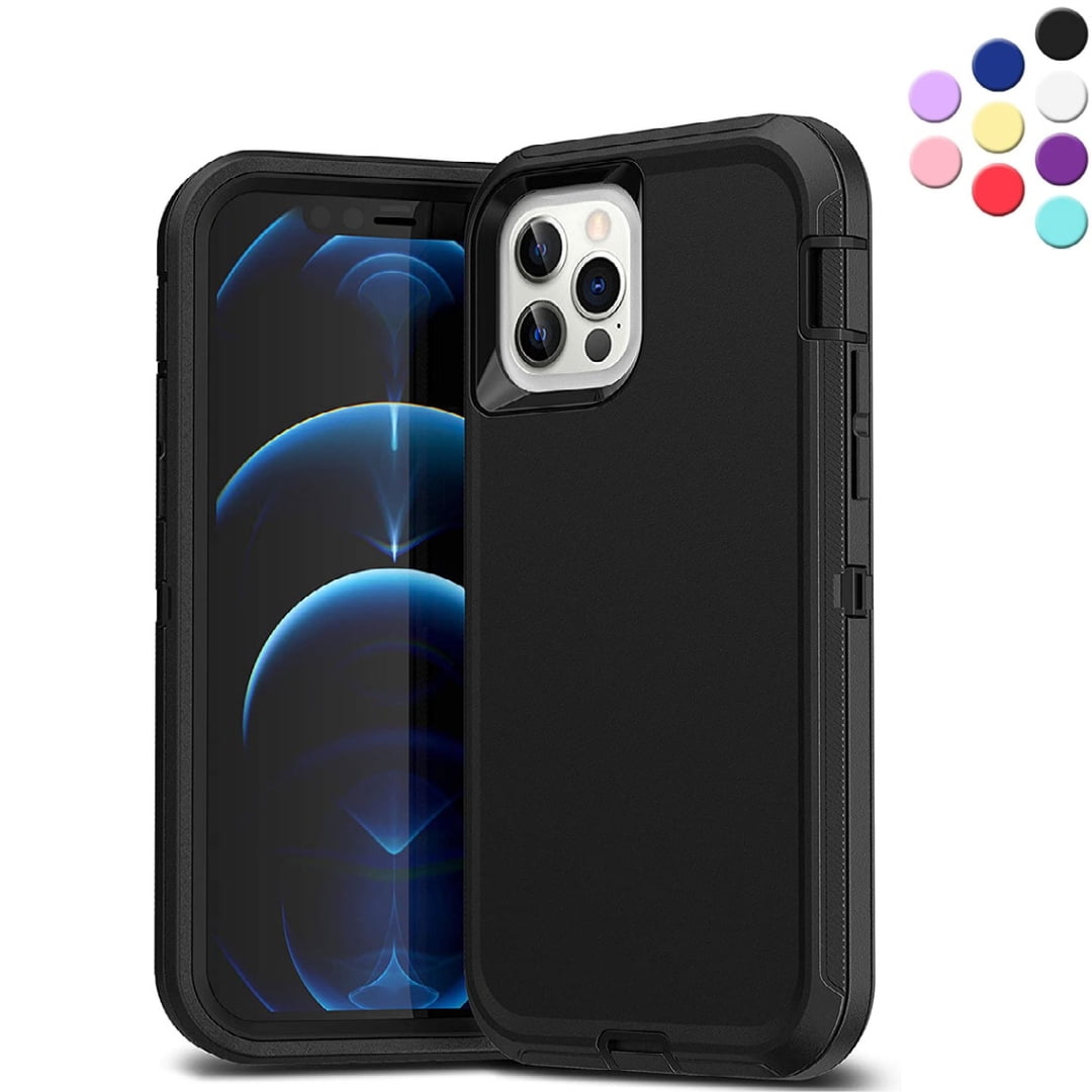 iPhone 12 Pro Max Heavy Duty Defender Case Black {3 Layer Shock