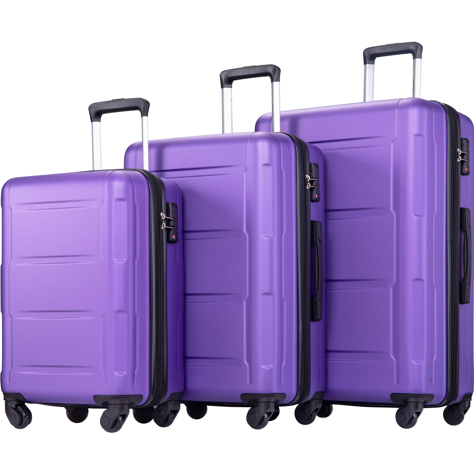 Flieks Luggage Sets 3 Piece Spinner Suitcase Lightweight 20 24 28 inch Purple 