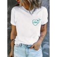 thumbnail image 1 of Camisetas informales de cuello redondo con estampado de atleta certificado para mujer, camisetas de ocio, 1 of 8