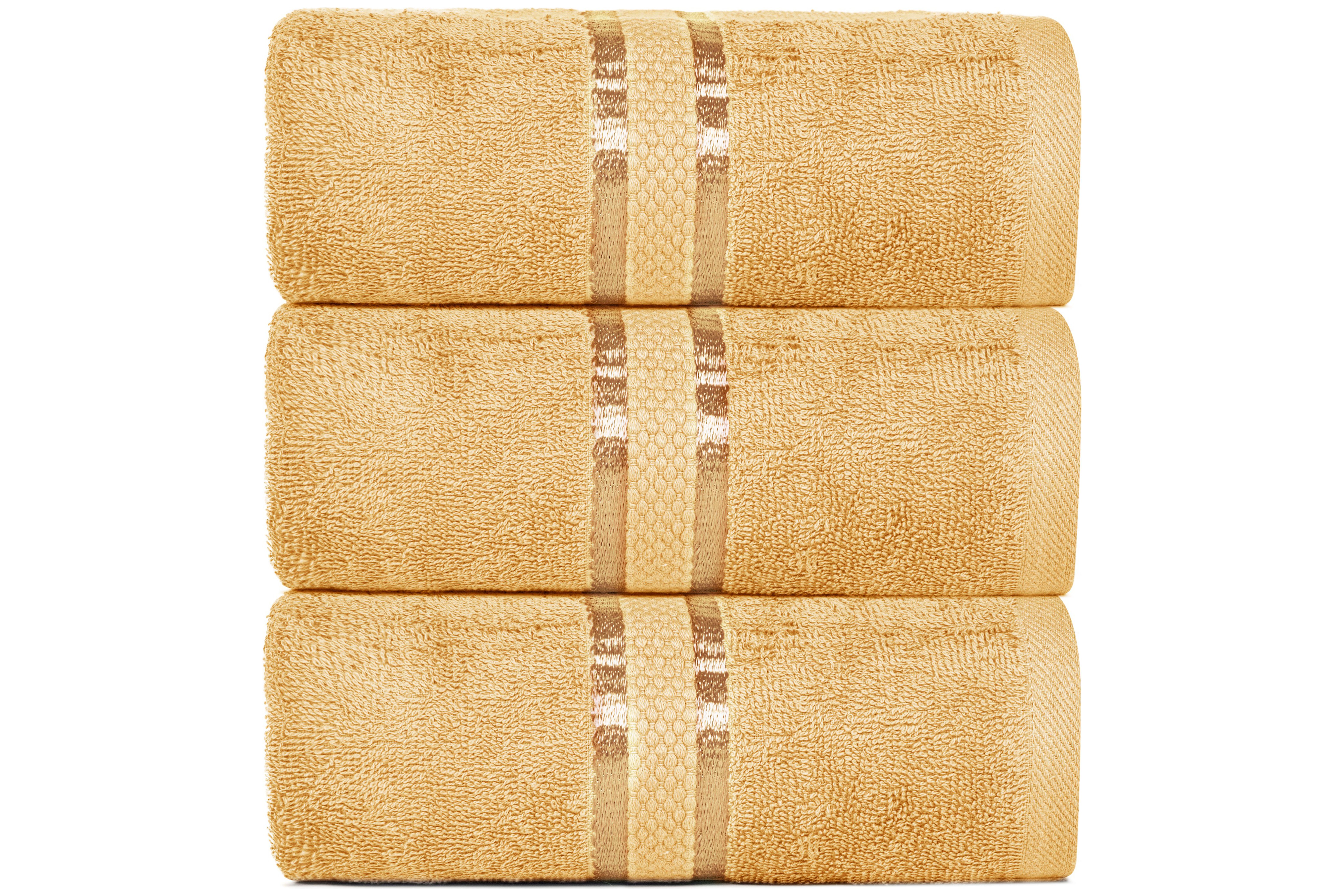 Dewalls Maisons 3-Pack Large Bath Towels, 100% Cotton 27x54 Inches, Quick Drying, Super Absorbent, Perfect for Daily Use, Bathroom & Hotel - Beige Color