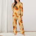 thumbnail image 2 of Pajama Sets for Women 2 Pcs, Tropical fruit Papaya Button Down Long Sleeve Sleepwear Lounge PJ Sets, 2 of 6