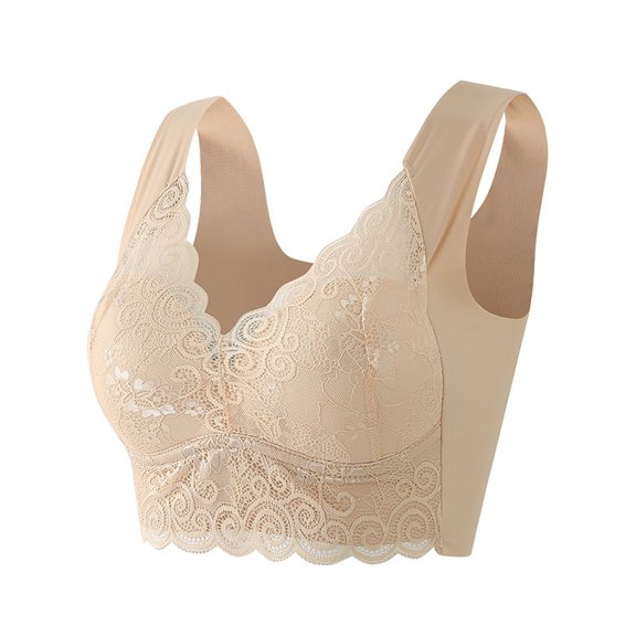 TQWQT Plus Size Lace Bra C Cup Wide Back Push Up Brassiere for Women