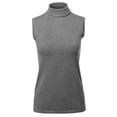 thumbnail image 2 of A2Y Women's Sleeveless Viscose Turtle Neck Sweater Top Heather Grey XL, 2 of 5