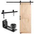 thumbnail image 1 of VEVOR Kit de herrajes y puerta de granero, puerta corrediza de madera de 30" x 84", suave y silenciosa, kit de puerta de granero con guía de piso 8 en 1 y manija de puerta, losa con paneles de madera, 1 of 9