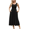 thumbnail image 1 of Sexy Vestido Casual para las Mujeres de Verano Color Sólido sin Mangas Vestido de Ternera Medio, Cuello Redondo Diseño de Suéter para Diario, Fiesta Y Fecha Noche, 1 of 7