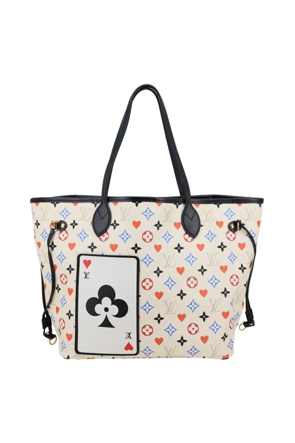 Pre-Owned Louis Vuitton Game On Neverfull MM Monogram Canvas Tote Bag White