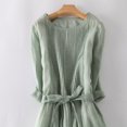 thumbnail image 4 of CHOK Robes Printemps Été pour Femmes 2024 Manches Longues Coton Lin Robe Longue Décontractée Confortable Ceinture Fluide, 4 of 6