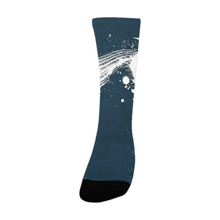 

Humor Decor Man Screaming Cry Out Loud with Giant Mouth Head and Tears Illustration Petrol Blue Whit Women s Custom Socks (Made In USA)