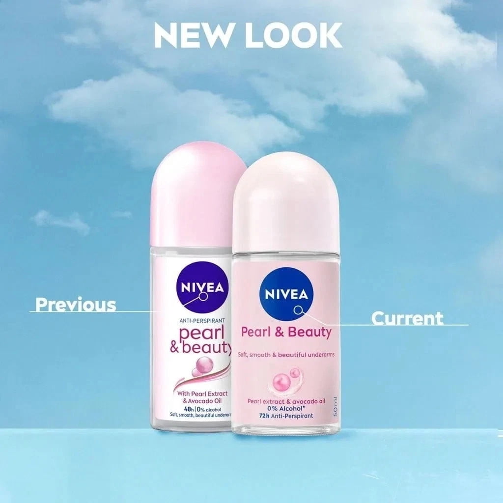 NIVEA Pearl & Beauty Daily Use Alcohol-Free Antiperspirant Deodorant Oils with Pearl Avocado Oil, Floral, 1.7 oz, 6 Pack