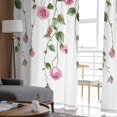 thumbnail image 4 of Pink Spring Floral Sheer Curtains 84 Inches Long 2 Panels Set, Window Sheer Curtains for Living Room/Bedroom, Green Summer Botanical Light Filtering Rod Pocket Curtain 52'' x 84'' x 2, 4 of 7