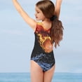 thumbnail image 4 of SEANATIVE Fire Water Basketball Kids Swimsuit Durable Sleeveless Swimsuit One Piece Size 9-10 Y Skin-Friendly Kids Cover Ups for Swimwear Girls, 4 of 7