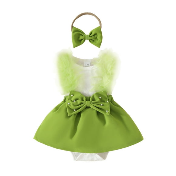 TIWEKE Cadeaux pour Fille de 1 An, Ensemble Body Sans Manches en Dentelle avec Bandeau, Tailles 3-6 Mois