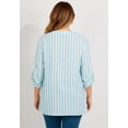 thumbnail image 2 of Roaman's Women's Plus Size Linen-Blend Y-Neck Roll-Tab Sleeve Tunic, 2 of 3