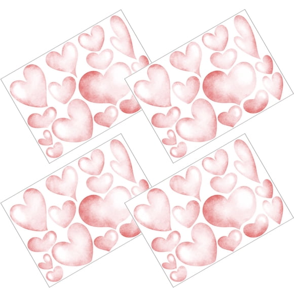 OUNONA PVC Heart Decal 1 Set Pink for Kids Room and Office DIY Decoration and Home Decor