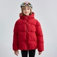 thumbnail image 2 of Povozer Girls Winter Coats Hooded Puffer Jackets Cotton Coats Snow Outwear(Red,5-6Y), 2 of 6