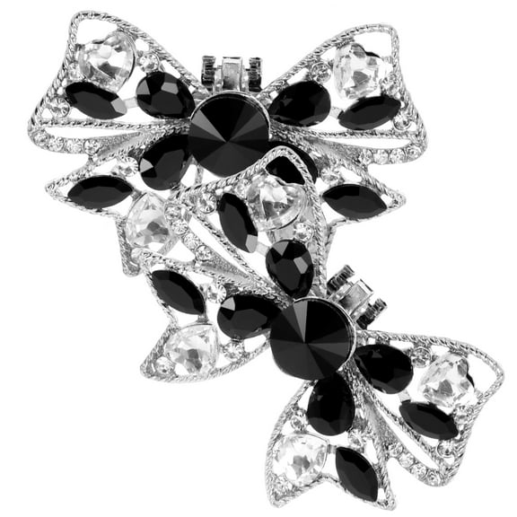 Black Shoe Clips with Orange Bow Buckle, Decorative Accessories for Bridesmaids and Formal Events