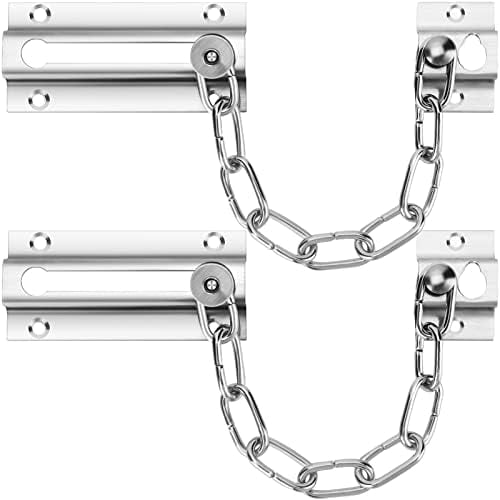 Queilt 230x85mm 2 Pack Door Chain Lock, Premium Chain Door Lock, Thickened Door Lock ChainStainless Steel Chain Locks for Inside Door