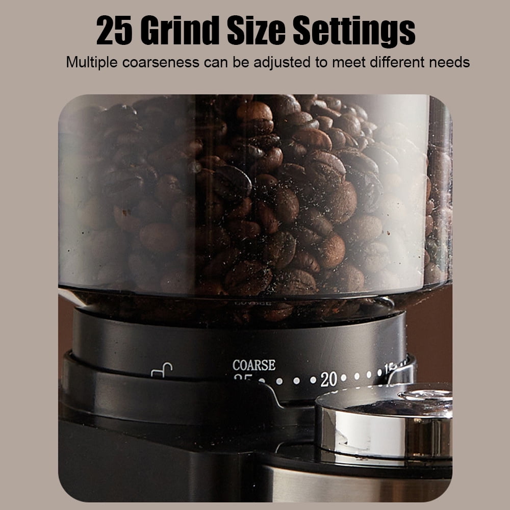 AREALER Electric Burr Coffee Grinder Adjustable Automatic Conical Burr Mill Coffee Bean Grinder with 25 Grind Setting for 2-12 Cups Capacity French Press Drip Coffee and Espresso Black