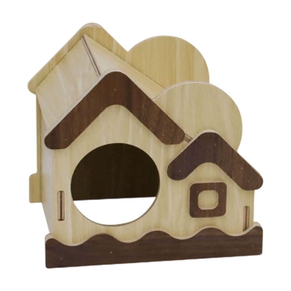 Wooden Hamster Habitat Hideout for Small Pet Cage Accessories Play Sleep Rest