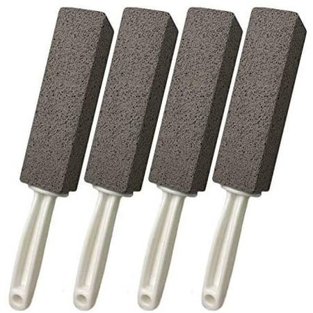 

4 Pack Pumice Cleaning Stone with Handle Toilet Bowl Cleaner Toilet Brush with Non-Slip Long Plastic Handle for Kitchen/Bath/Pool/Household Cleaning