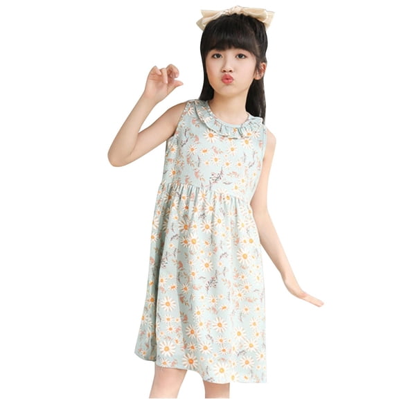 Ruyang Toddler Girls Hawaiian Sundress Crewneck Cute Flower Printed Jumper Skirts Summer Beach Vacation Tank Dresses