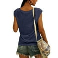 thumbnail image 4 of Femmes Tops Mode Femmes Solide Couleur Cap Manches V Cou Décontracté en Vrac Manches Courtes T-Shirt Top Armée Vert, 4 of 6