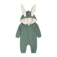 thumbnail image 2 of UACY Baby Cute Bunny Ear Onesie Jumpsuit Fuzzy Warm Fleece Sherpa Bed Romper Animal Zip up Furry Warm Fall Winter Outfit (Green, 9-12 Months), 2 of 5