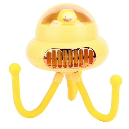 

Stroller Fan Multifunctional 4000mAh Battery Portable Fan Bendable Octopus Legs For Camping For Car For Desk Yellow