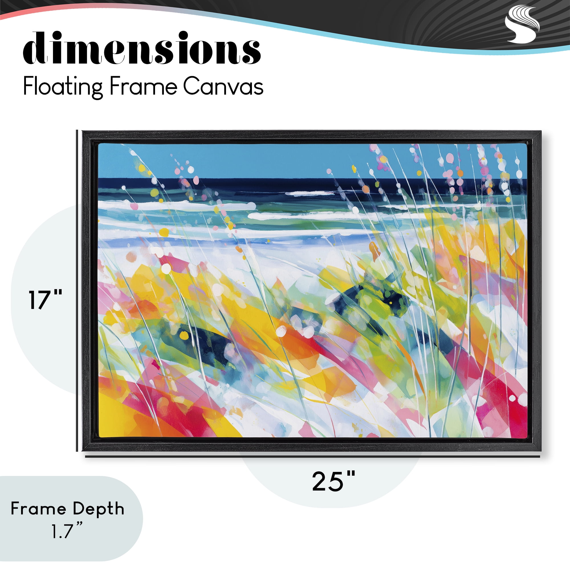 Stupell Industries Sea Oats & Ocean Breeze Abstract Black Framed Floater Canvas Wall Art, design by Chromatic Storm Studio