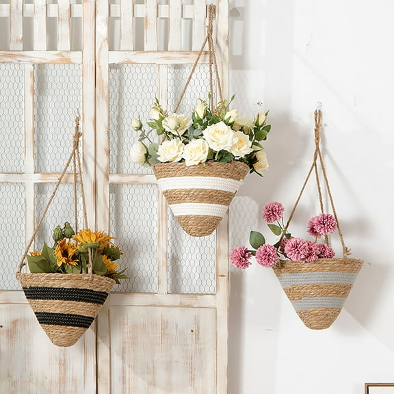 BCZHQQ Hanging Basket Flower Pot Plant Basket Modern Woven Basket for Plant Pots Decorative Succulent Container for Indoor Outdoor Garden Yard Balcony Decor,Summer Clearance