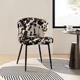 thumbnail image 2 of Velvet Upholstery Comfy Dining Chair Accent Channel Tufted Metal Legs Home Living Room Bedroom Kitchen Cowhide, 2 of 7