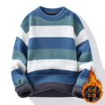 thumbnail image 2 of Winter Men's Pullover Sweater Coat Crew Neck Striped Knit Casual Warm Comfortable Soft Stylish Outerwear, 2 of 2