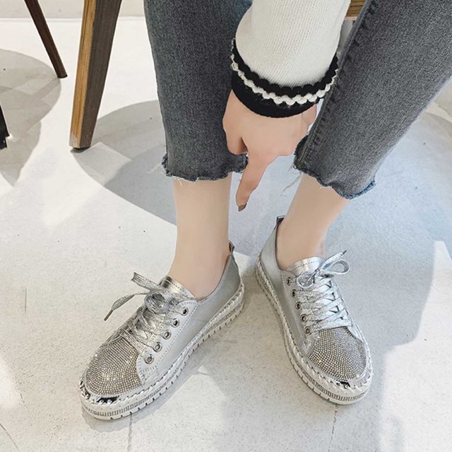 Cameland Mocassins Plats à Enfiler pour Femmes Grande Taille à Agencement de Couleurs avec Strass