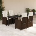 thumbnail image 1 of vidaXL 5 Piece Garden Dining Set with Cushions Brown Poly Rattan, 1 of 1