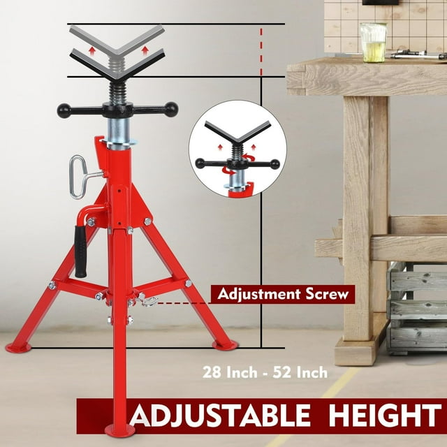 Yiwa Heavy Duty Pipe Jack Stand, Adjustable Height 28 to 52 Inches, 2500 lbs Capacity, Portable Design for Workshop Use