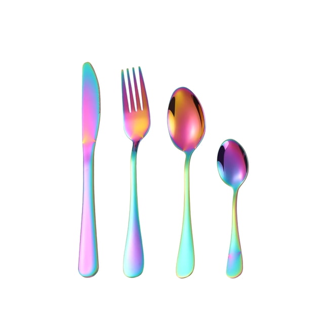 Zhuge 16 Piece Silverware Cutlery Set, Silverware Flatware Set for 4, Stainless Steel Cutlery Tableware Set, Kitchen Utensils for Home Restaurant Party,Multicolour