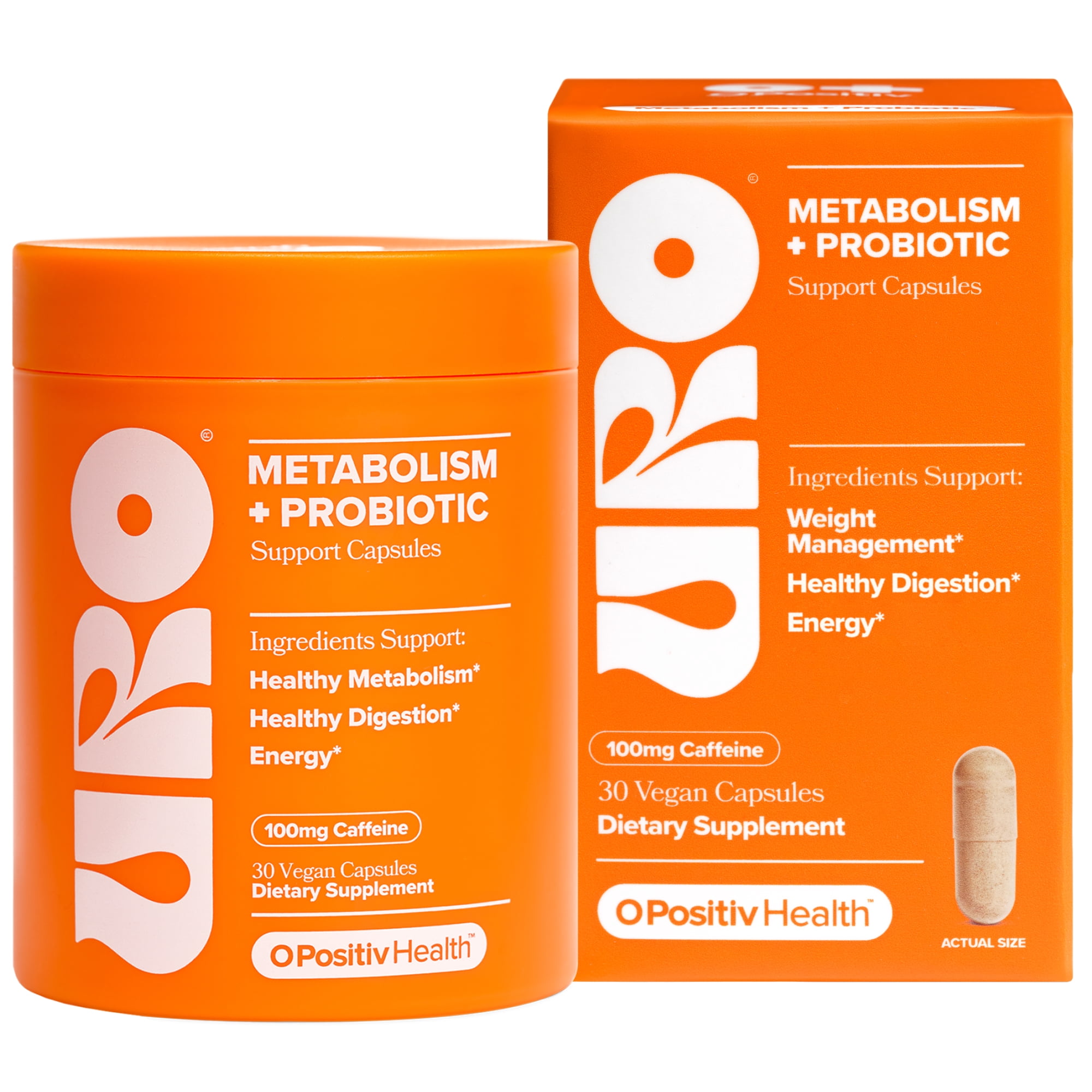 O Positiv URO Metabolism + Probiotic Capsules for Weight Management, Appetite Control & Energy, 30 Count
