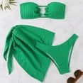 thumbnail image 4 of uublik Womens Two Piece Swimsuit Two Piece Swimsuit High Waisted V Neck Bikini Sets Adjustable Spaghetti Straps Bathing Suit Green, 4 of 5