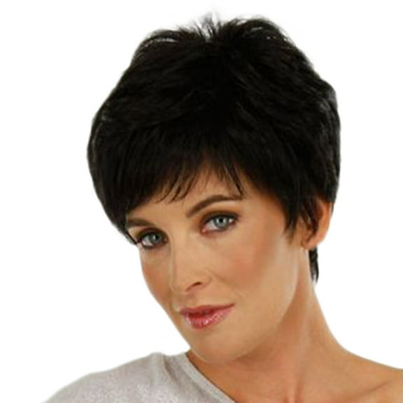 Fashion Synthetic Naturally Realistic Black Short Straight Hair Women's Wigs
