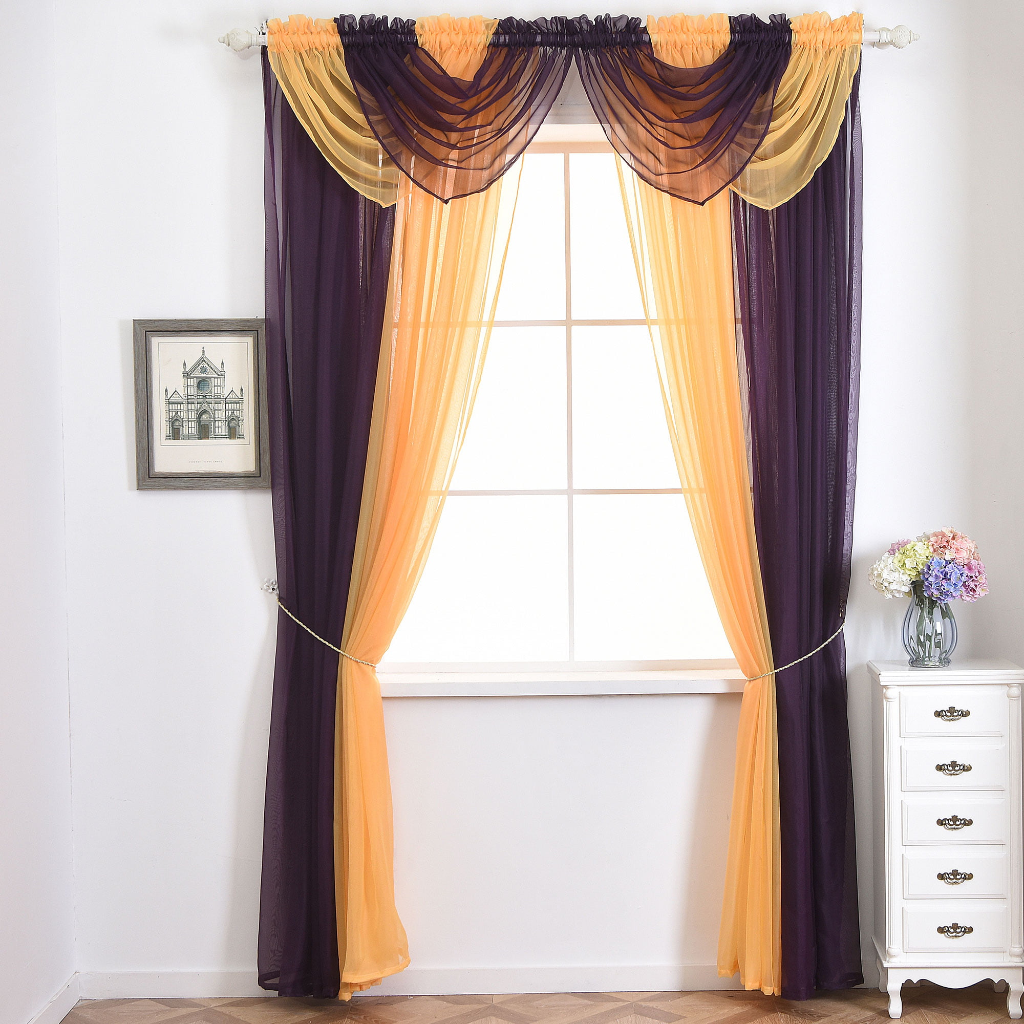 Sheer Voile Window Curtains/Drape/Panel/Scarf Assorted Solid Color Curtain Panel 