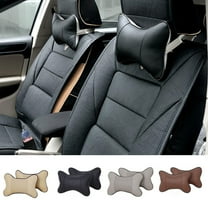 Limei Car Neck Pillows Both Side Pu Leather Headrest Fit for Most Cars Filled Fiber Universal Heatrests Pillow for Home and Office Chair (Coffee)