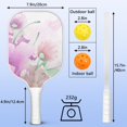 thumbnail image 4 of Pickleball Paddles Set Of 2, Fiberglass Surface, Spring Flowers Floral Print, 4 Balls & Bag, 4 of 5