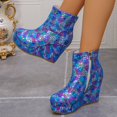 thumbnail image 6 of WSBDENLK Women's Colorful Ankle Boots with Side Zipper Plus-Size Comfortable Wedge Heel Ankle Boots, 6 of 9