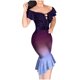 thumbnail image 1 of Vestido sexy hasta la rodilla con estampado de manga corta y hombros descubiertos para mujer Fridja  qw888, 1 of 6
