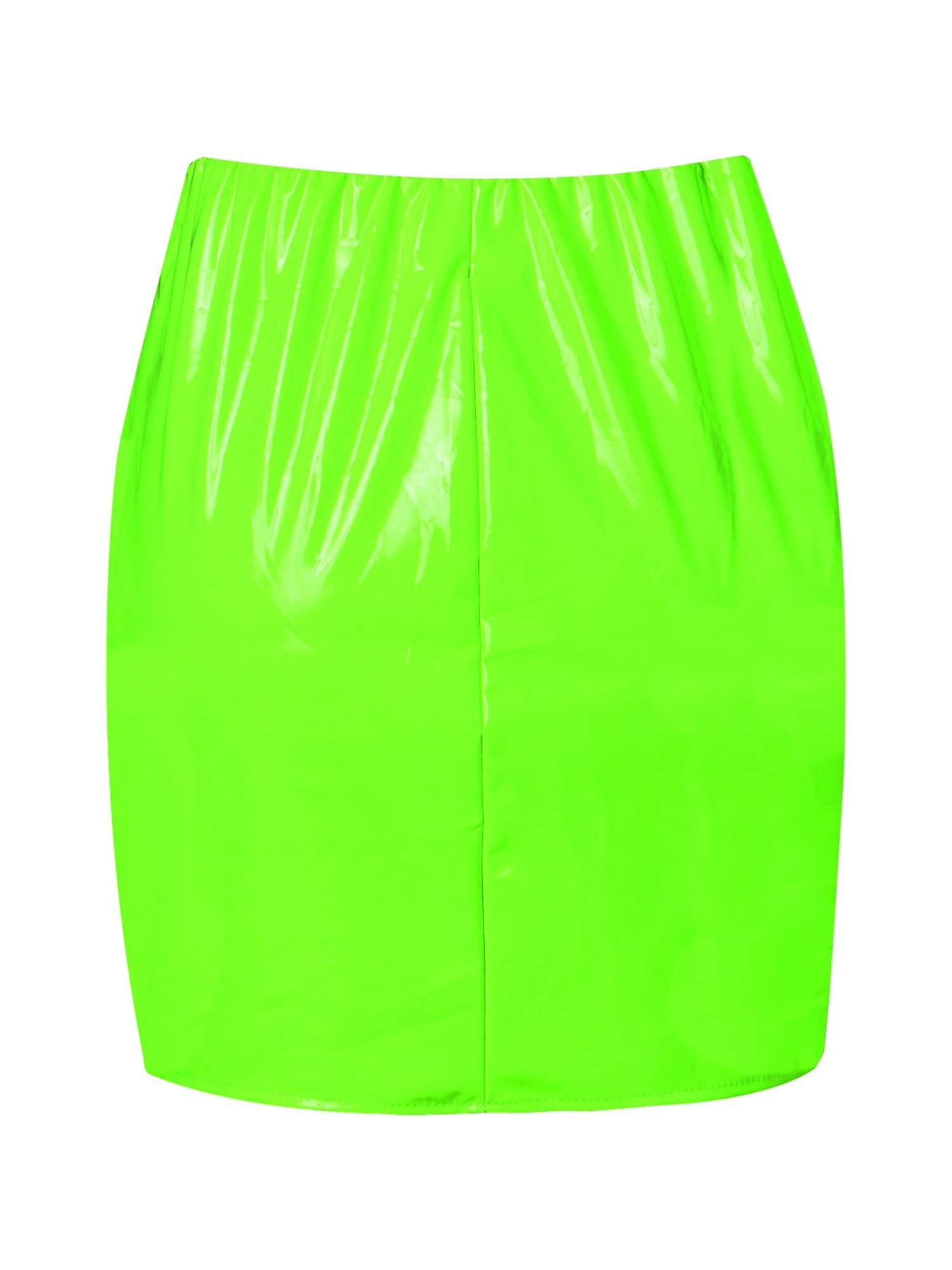 Neon green latex mini skirt 2025