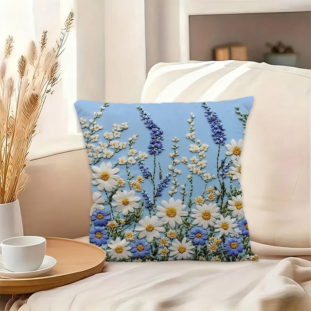 Funda de almohada de lino tridimensional, funda decorativa suave y cómoda con patrones estampados, multicolor, para la decoración de sofás y dormitorios, 45 x 45 cm